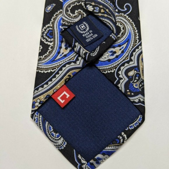 Chaps Black Paisley Silk Necktie, Black & Blue - Picture 5 of 6